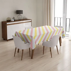Sablio Obrus Ružové a žlté pruhy - 130x130 cm