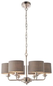 Endon 94381 - Luster na reťazi HIGHCLERE 6xE14/28W/230V šedá/lesklý chróm