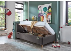 Antracitová čalúnená detská posteľ s úložným priestorom s roštom 90x200 cm Cool – Meise Möbel