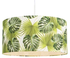 Botanické závesné svietidlo biele s tienidlom s listami 50 cm - Combi 1