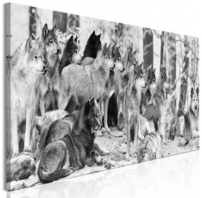 Artgeist Obraz - Wolf Pack (1 Part) Narrow Veľkosť: 120x40, Verzia: Na talianskom plátne