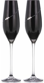 Diamante poháre na šampanské Silhouette City Black s kamienkami Swarovski 210ml 2KS