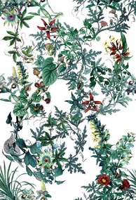 Kreslo Grande s podnožkou, vzor kvety (EDEN 3991104 / prírodné)