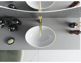 Mexen Elza, keramické umývadlo na dosku 405 x 330 mm, biela-zlatý vzor, 21014008