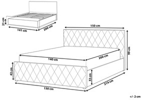 Zamatová posteľ s úložným priestorom 140 x 200 cm béžová ROCHEFORT Beliani