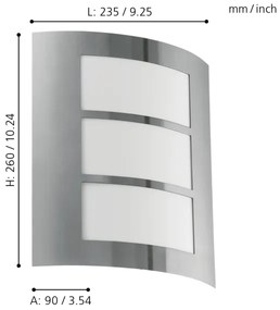 EGLO 88139 - Vonkajšie nástenné svietidlo CITY 1xE27/15W/230V IP44