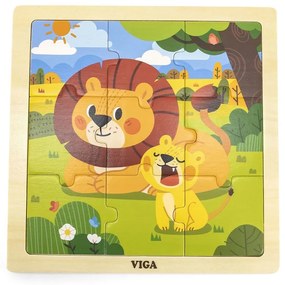 Drevené puzzle pre najmenších Viga 9 ks Lion