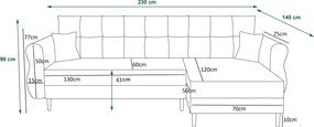 Rozkladacia obojstranná sedacia súprava do L SILVIANO 230x140 cm, sivá
