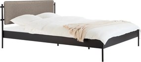 Čierna oceľová čalúnená dvojlôžková posteľ s roštom 180x200 cm Eton Basic – noo.ma