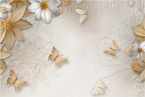 Obraz - Kvety s motýlikmi (90x60 cm)