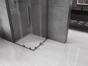 Mexen Velar Duo, sprchový kút s posuvnými dverami 80 x 80 cm, 8mm číre sklo, brúsený grafit, 871-080-080-02-95