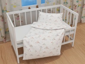 Biante Detské bavlnené posteľné obliečky do postieľky Sandra SA-614 Veselé vtáčiky na bielom Do postieľky 90x130 a 40x60 cm