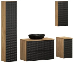 Koupelnová sestava Luxor Black Mona se skříňkami a umyvadlem 90 cm černá/dub olejovaný
