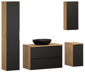 Kúpeľňová zostava Luxor Black Mona so skrinkami a umývadlom 90 cm čierna/dub olejovaný