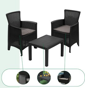 Záhradný set FOREST, 3-dielny, antracitová I.P.A.E-Progarden