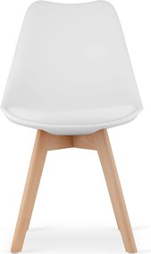 AKCIA Biela stolička BALI MARK s bukovými nohami II. akosť