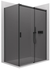 Cerano Santoro, sprchovací kút s posuvnými dverami 130(dvere) x 70(stena) x 195 cm, 6mm šedé sklo, čierny profil, CER-CER-425488
