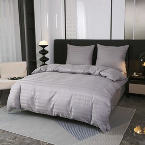 Hotelové obliečky z mikrovlákna JASMINE svetlo sivé - prúžok 2 cm, hotelové vrecko Rozmer obliečky: 70 x 90 cm | 140 x 220 cm