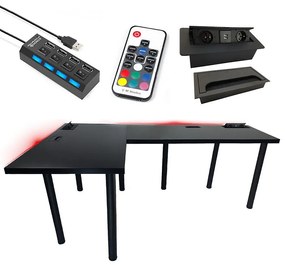 Písací Stôl Roh. Top Čierna 240x160x3,6 Model 3