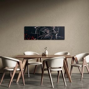 Abstraktný obraz - rozbité sklo (s hodinami) (90x30 cm)