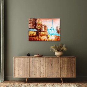 Sklenený obraz - Daždivého počasia a Eiffelovej veže (70x50 cm)