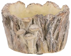 Obal betónový - peň s hríbami, 18 x 14 x 9 cm, 18 cm
