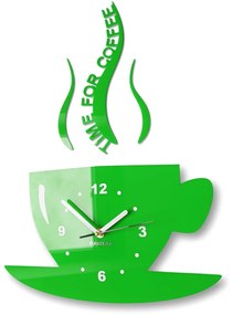 Nástenné hodiny Time for coffee zelená