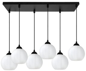 Závesné svietidlo Costa, 6x biele sklenené tienidlo, b