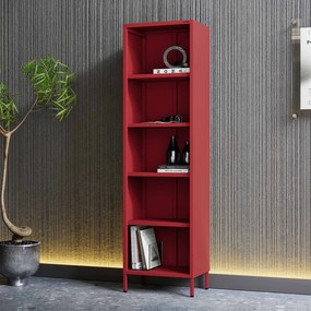 Knižnica do obývačky MARIO, 500 x 1800 x 350 mm, Modern: červená farba