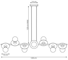 Luster na lanku TOKEN 8xE27/15W/230V čierna