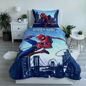 Modré bavlnené detské obliečky na jednolôžko 140x200 cm Spider-man "Blue" – Jerry Fabrics