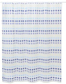 Erga Peva, sprchový záves s háčikmi (12ks) 200x180 cm, modrá vzor Punti, ERG-08092