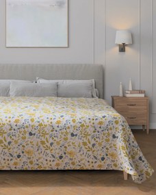 Prehoz na posteľ 220x260 cm farba produktu žltá látka zapletaná, vzorované