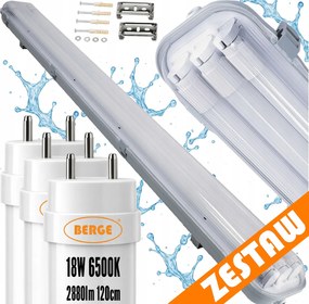 SADA Hermetická LED lampa 120cm 54W 8640lm 6500K + 3x Prémiové LED trubice