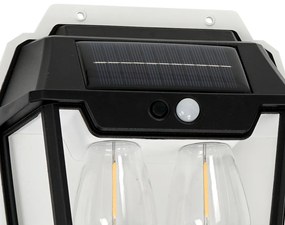 Exteriérové solárne nástenné svietidlo Filo2, 1x transparentné/čierne plastové tienidlo, pohybový senzor