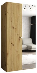 Šatníková skriňa 100 cm Parna 2 (dub artisan + strieborná). Akcia -19%. Vlastná spoľahlivá doprava až k Vám domov. 1125911