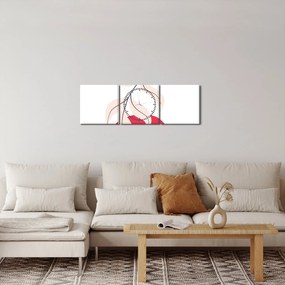 Obraz - Ružová florálna abstrakcia N⁰2 (s hodinami) (90x30 cm)