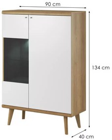 Vitrína Primo 90 cm dub Riviéra/bílá