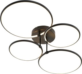 Stropné svietidlo čierne vrátane LED 3-stupňové stmievateľné 4-svetlo - Joaniqa