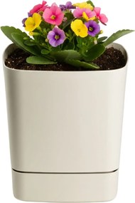 PLASTOVÝ KVETINÁČ CUBI 16X17,5 CM BÉŽOVÁ