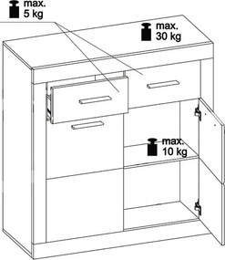 Komoda Stone 82 cm, betón/biela