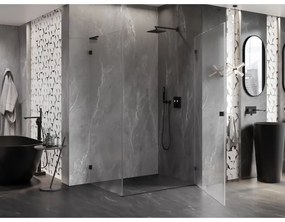 Mexen Lunar-B L pravý výklopný sprchový kút 95 x 80 cm, číre sklo, čierna matná, 832L-095-080-66-00-P