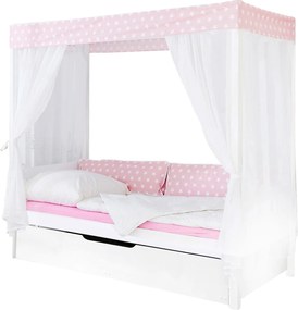 XXXLutz POSTEĽ S NEBESAMI, 90/200 cm ružová, biela Livetastic - Postele - 000406004009