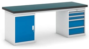 Pracovný stôl do dielne GB so skrinkou a zásuvkovým boxom na náradie, 2100 mm