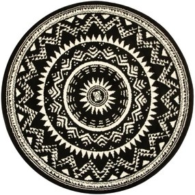Koberec kruh Luna 503493/50944 Rozeta Etno čierny / krémový