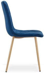 Set štyroch jedálenských stoličiek TURIN zamatový tmavomodrý (naturálne nohy) 4 ks