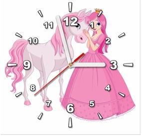 Gario Obraz s hodinami Princezná s ružovým koníkom Rozmery: 30 x 30 cm