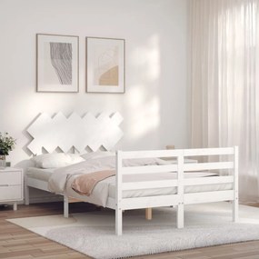 Rám postele s čelom biely 4FT malé dvojlôžko masívne drevo 3195257