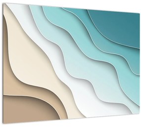 Abstraktný sklenený obraz morského pobrežia (70x50 cm)