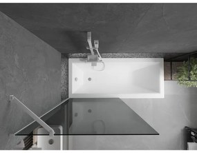 Mexen Next, vaňová zástena 1-krídlová 90 x 150 cm, fixné krídlo, 6 mm šedé sklo, biely profil, 895-090-000-00-40-20